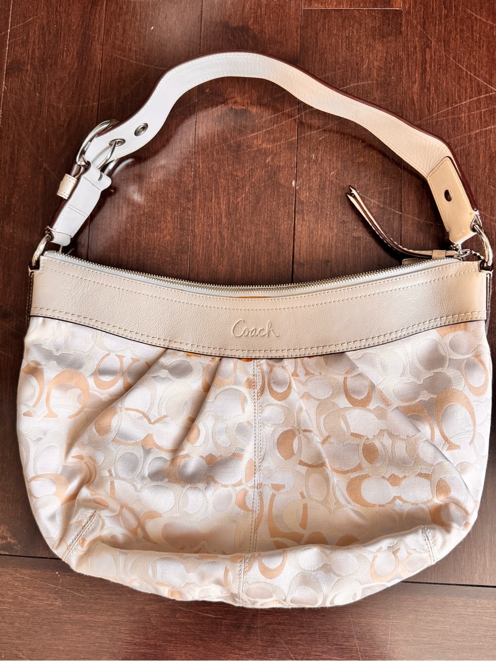 Coach Beige Cream Signature Shoulder Bag